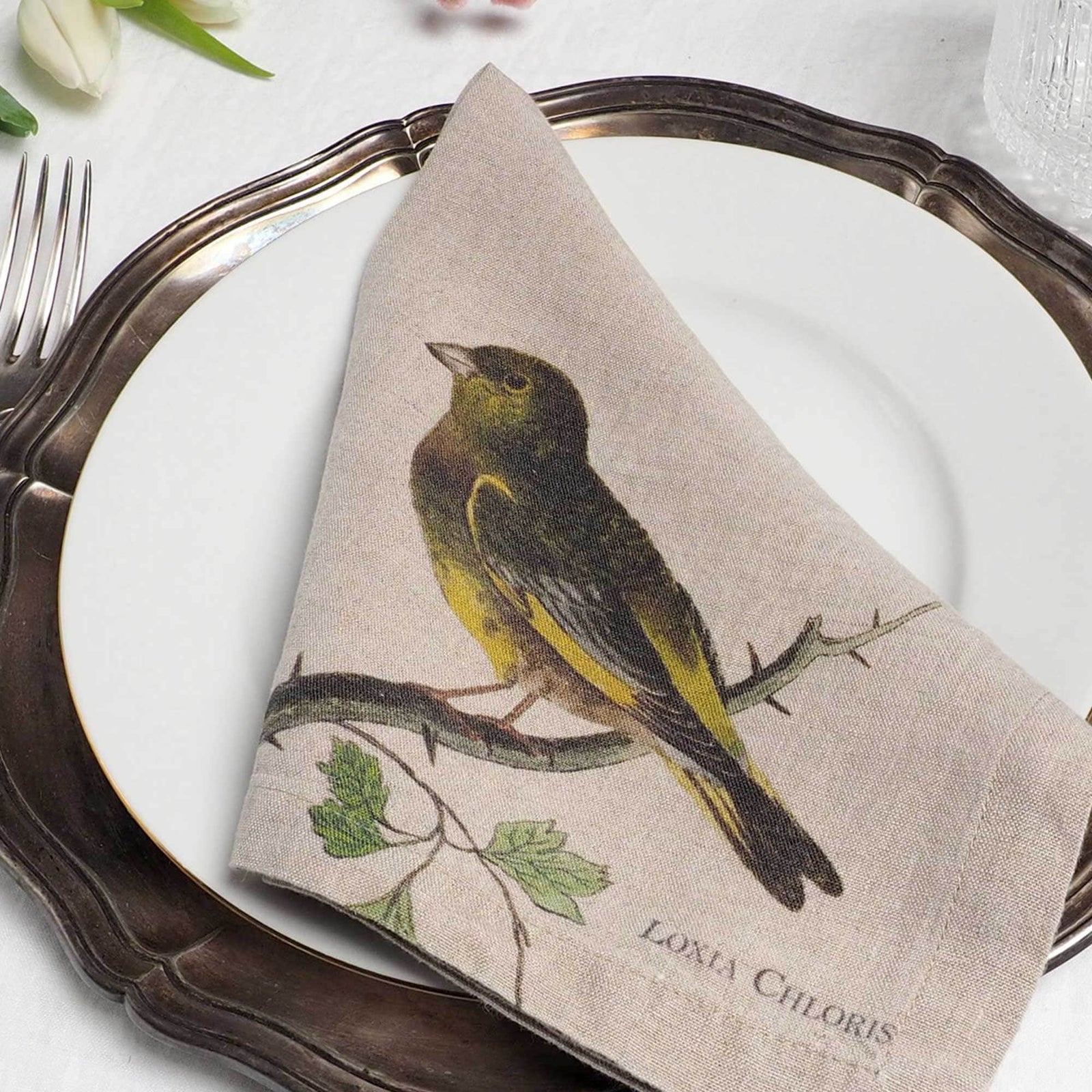 Linen Napkins SMALL BIRDS Set of 6