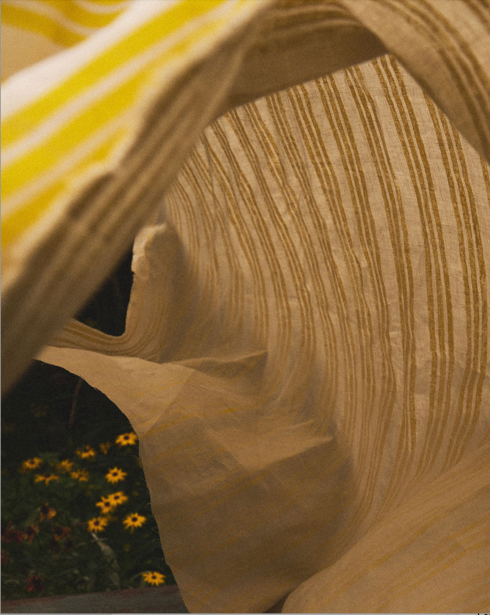 Lemon Yellow Striped Fabric