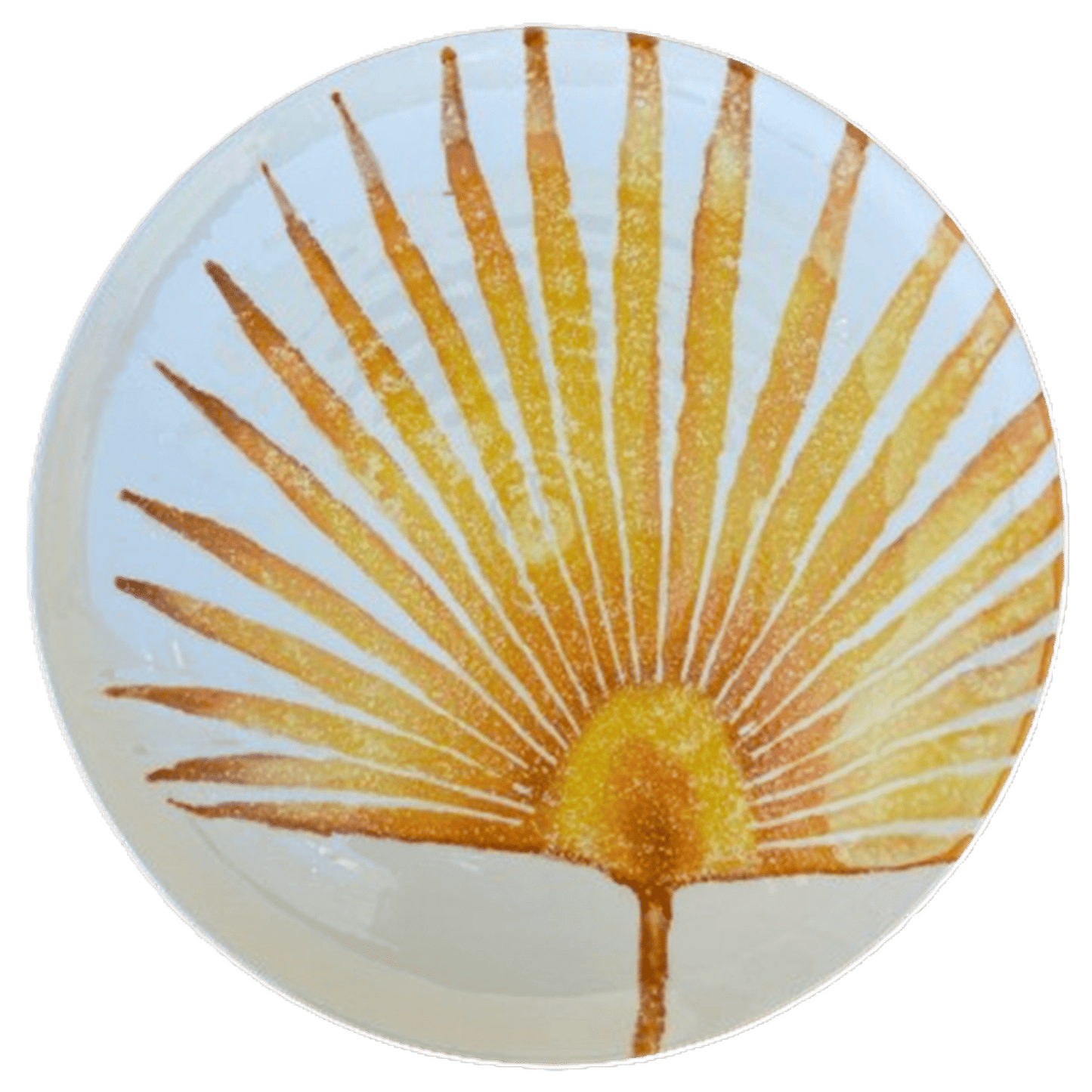 Handpainted Ceramic Leaves Collection - Rounded Palm Yellow Plate
