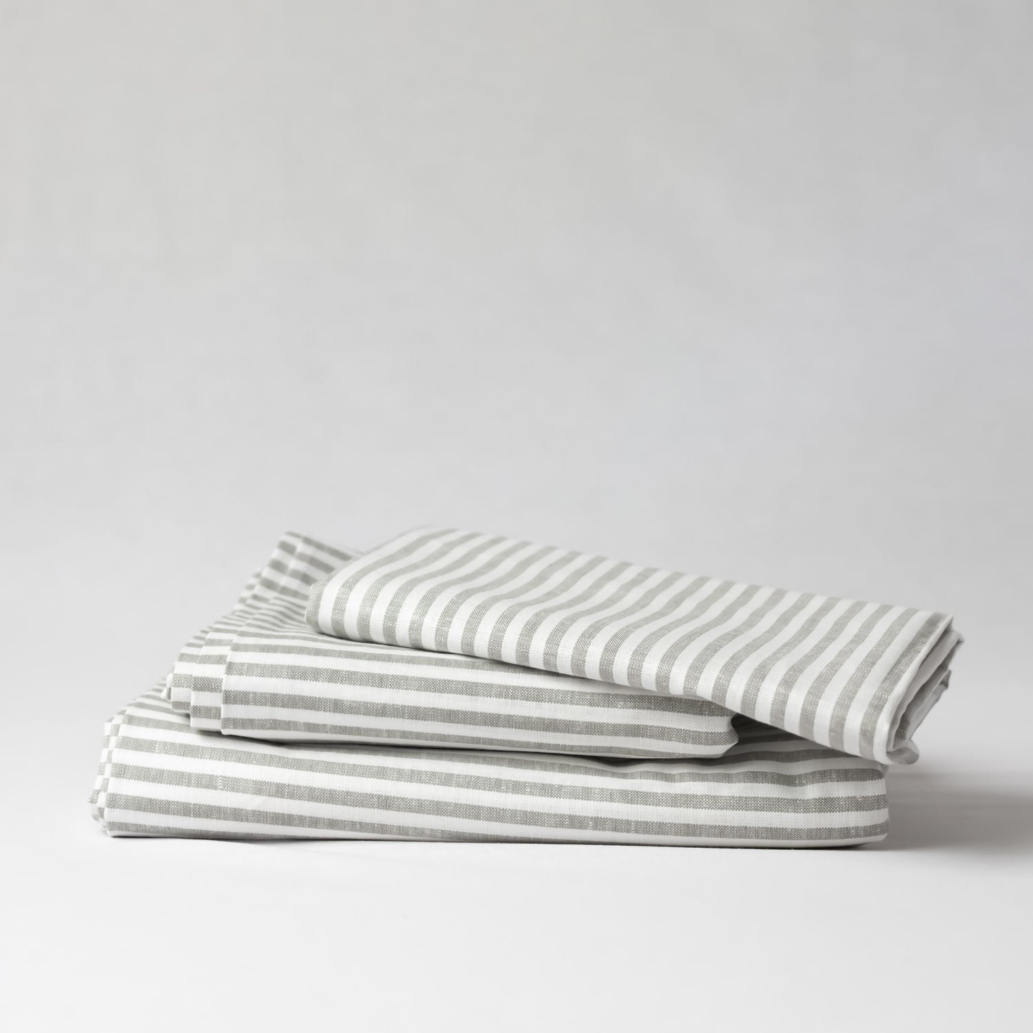Grey Stripes Linen Tablecloth