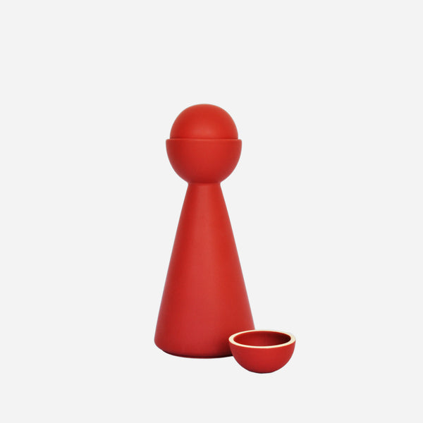 Half Moon Carafe With 2 Cups, Red
