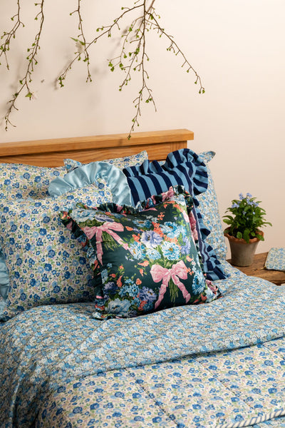 Silk Cushion made with Liberty Fabric 'Bow Bouquet'