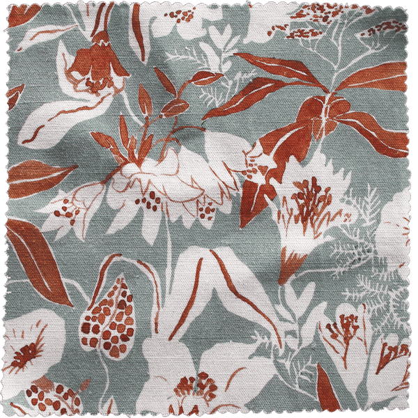 Printed Night Garden Fabric - Blue