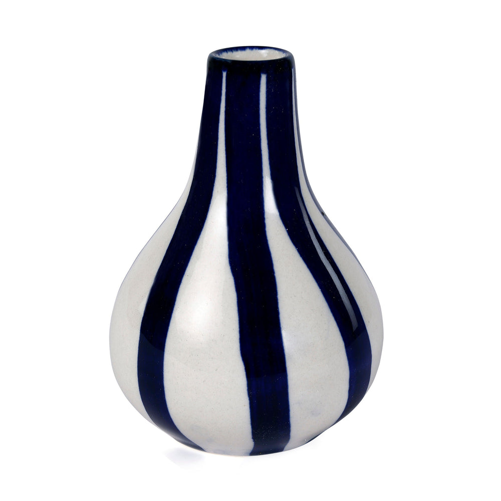 Ceramic Stripe Bud Vase  Blue