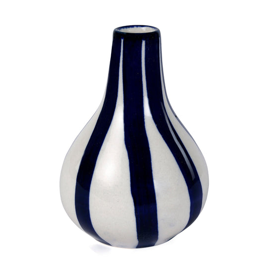 Ceramic Stripe Bud Vase  Blue