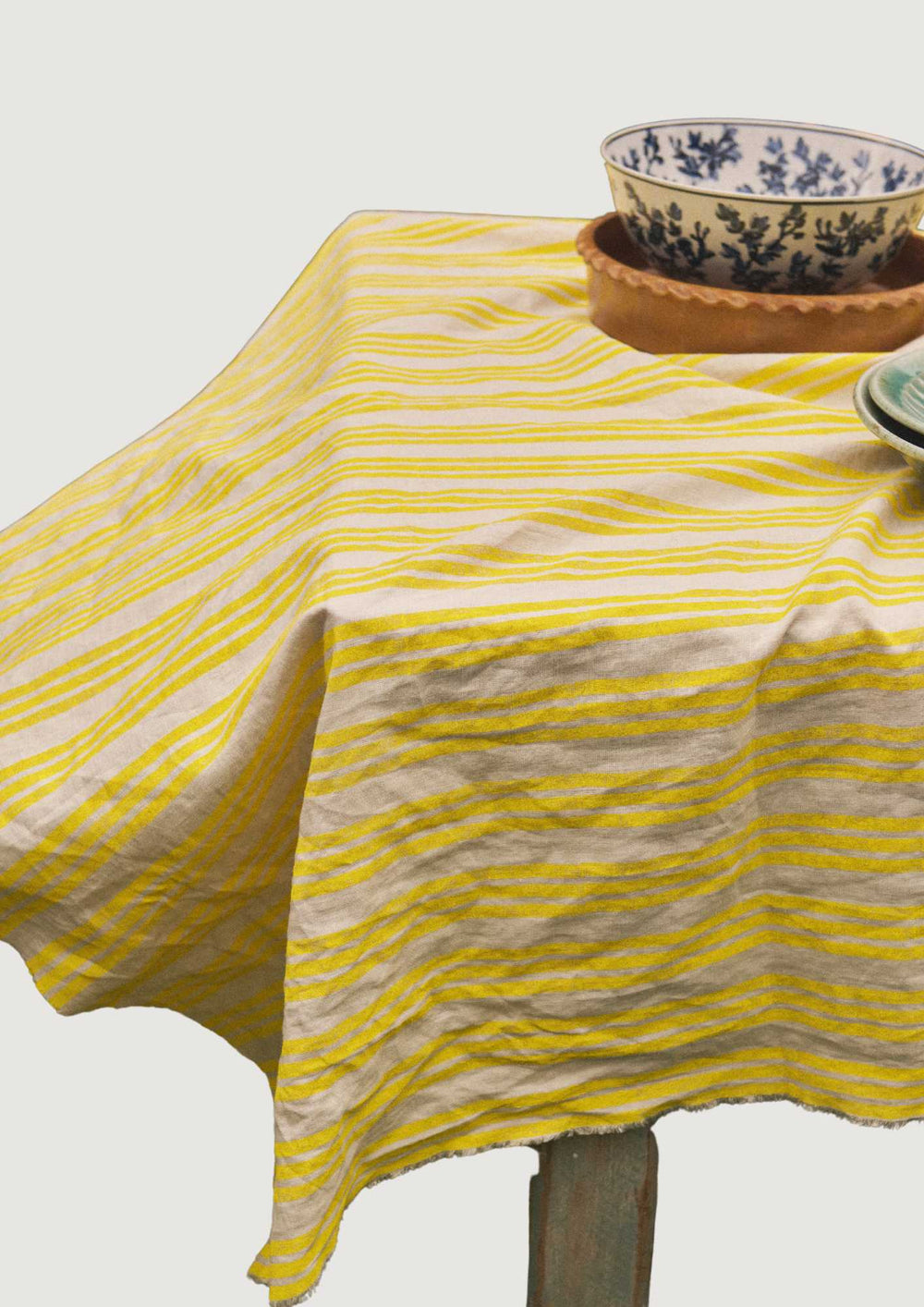 Lemon Striped Tablecloth