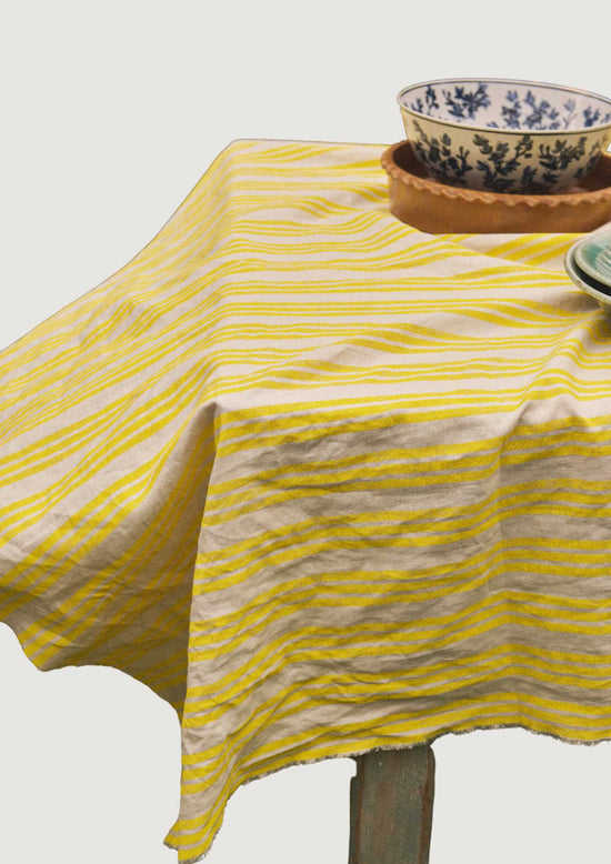 Lemon Striped Tablecloth