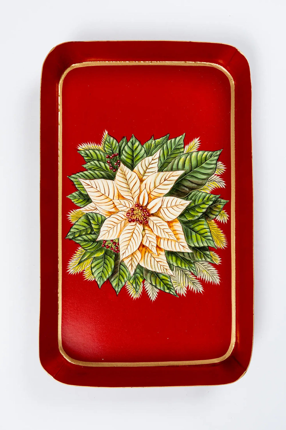 Hand-Painted Festive Decorative Iron Tray