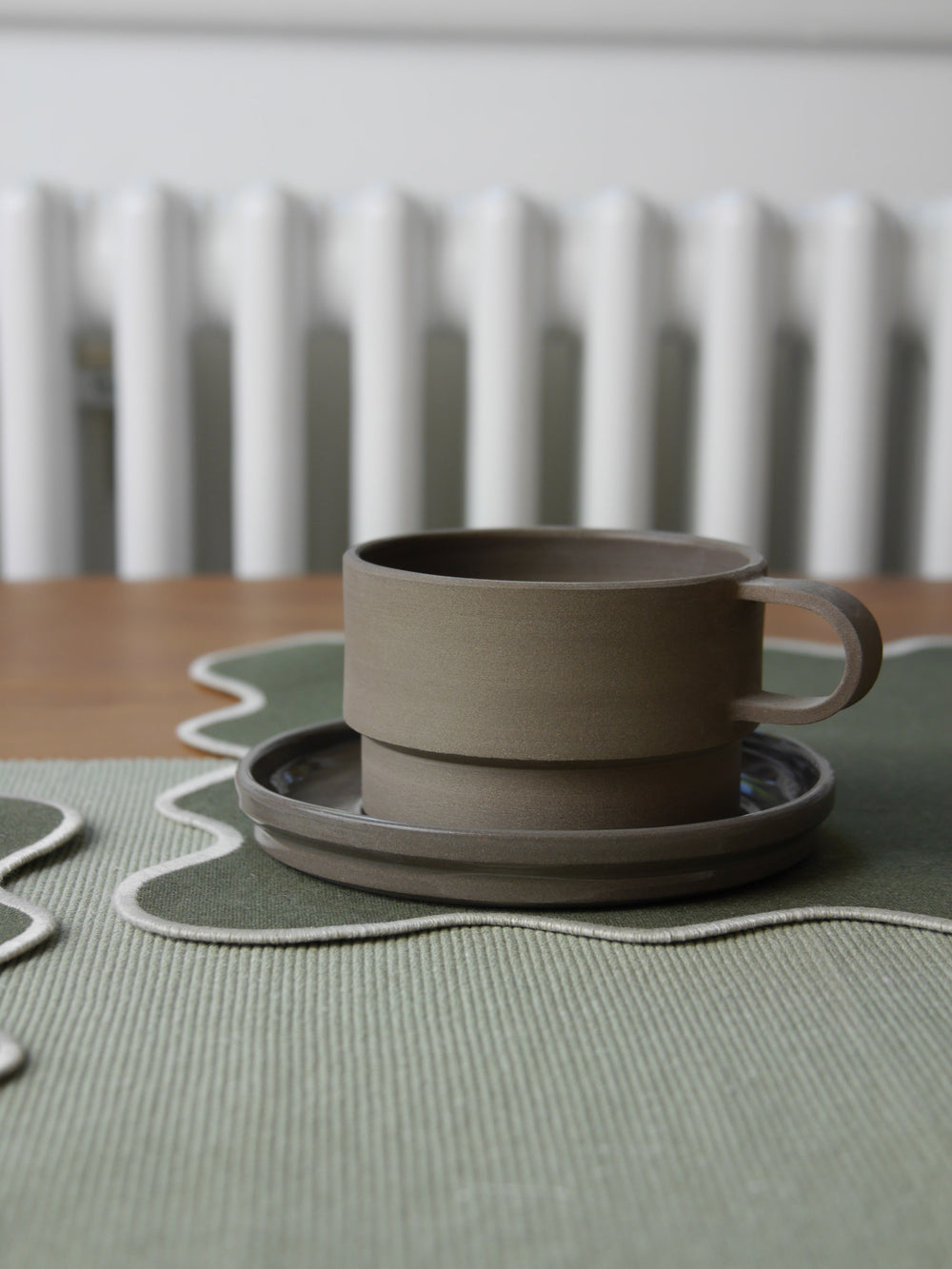 Angular Mug and Saucer Coffee Set, Charcoal
