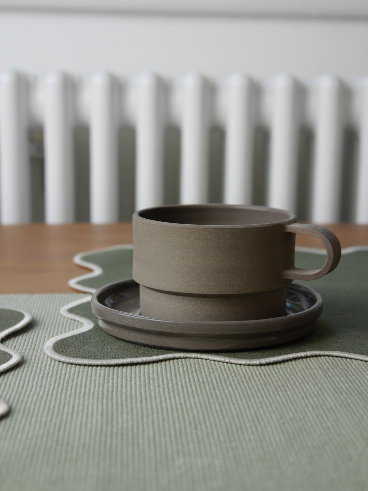 Angular Mug and Saucer Coffee Set, Charcoal