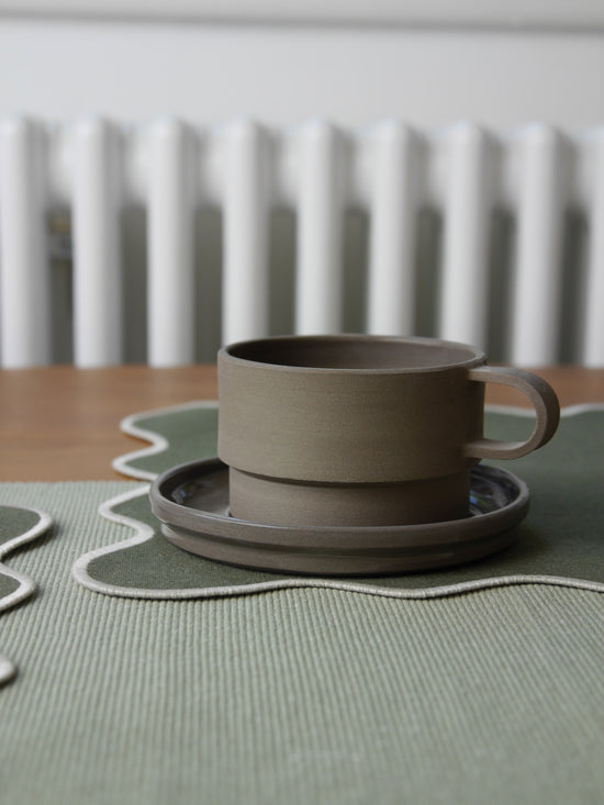 Angular Mug and Saucer Coffee Set, Charcoal
