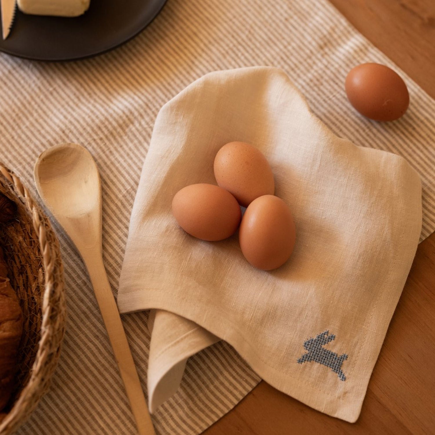 Easter Beige Linen Napkins (Set of 2)