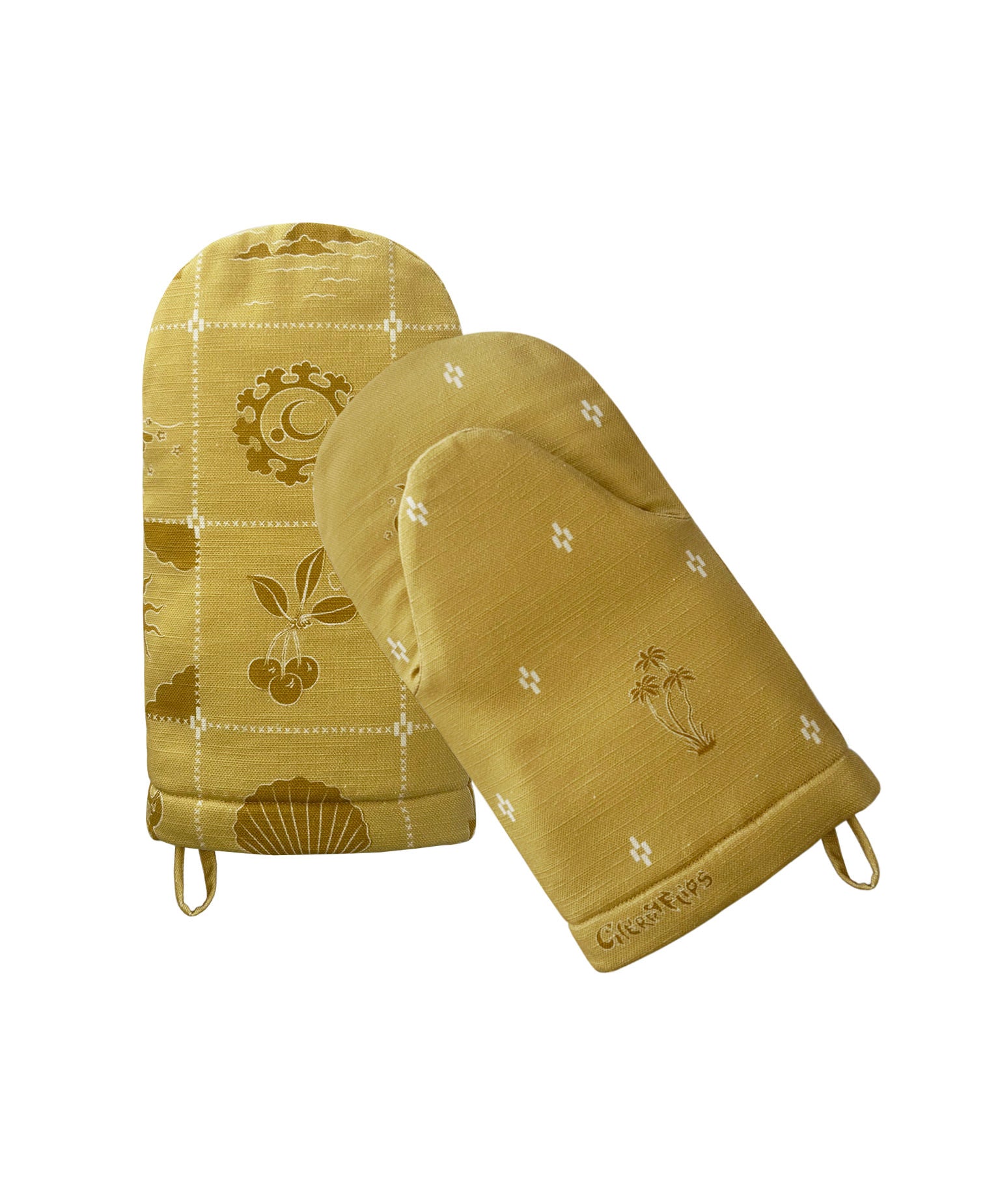 Redwork Oven Mitt in Yellow