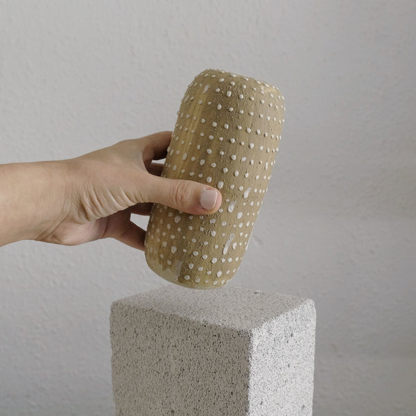 Murray - Ceramic Vase - Light Brown with White Dots