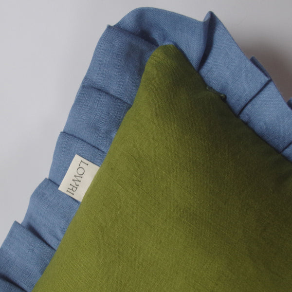 Printed Little Check Frill Cushion
