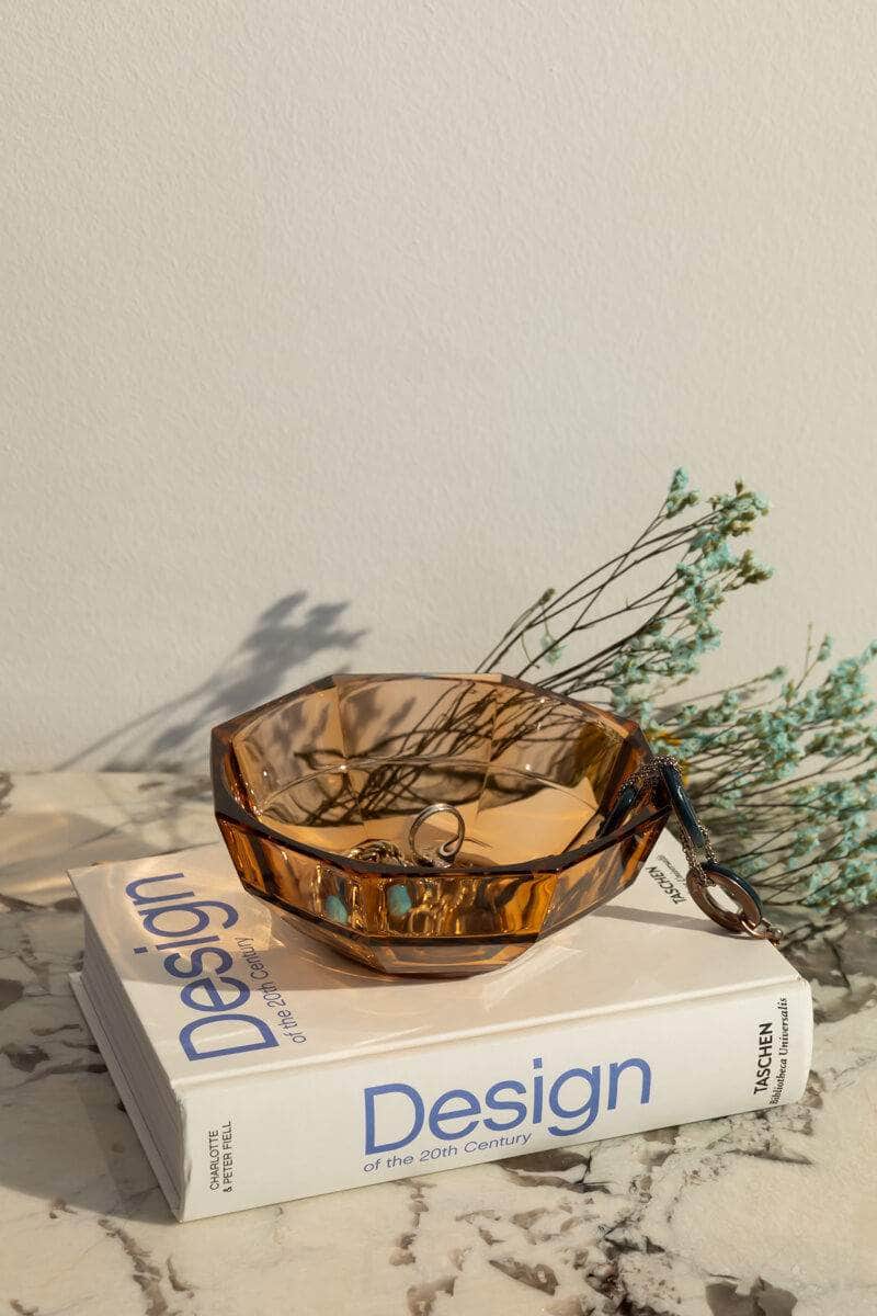 Vintage Colourful Faceted Glass Bowl