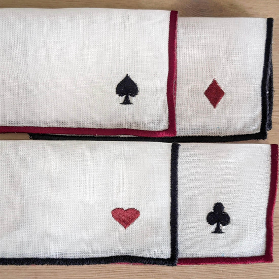 CASINO - Deck of Cards Embroidery Cocktail Napkin Set (Set of 4)