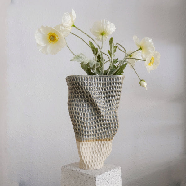 Luma - Carved Ceramic Vase - Everything Blue