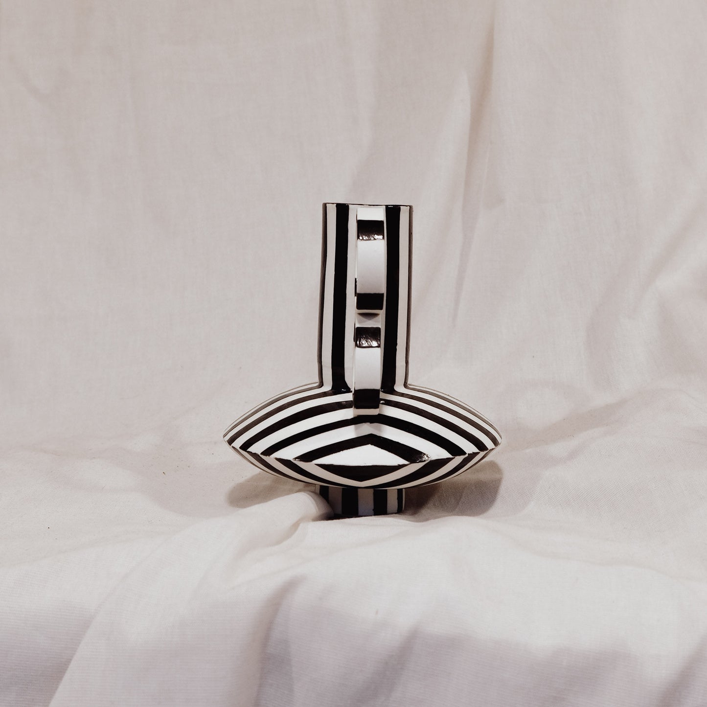 Small Zebrino - Classic Black & White Stripes - Porcelain Vase