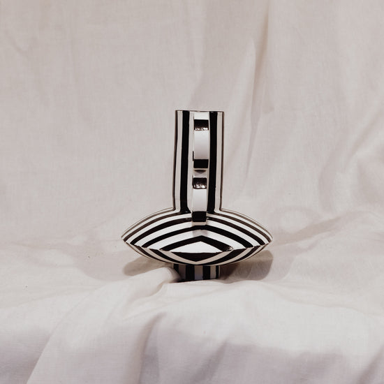 Small Zebrino - Classic Black & White Stripes - Porcelain Vase