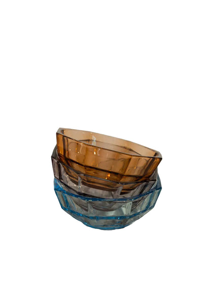 Vintage Colourful Faceted Glass Bowl