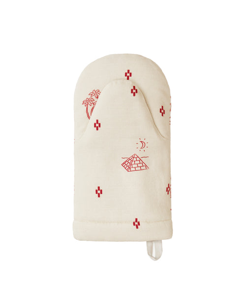 Redwork Oven Mitt in Red