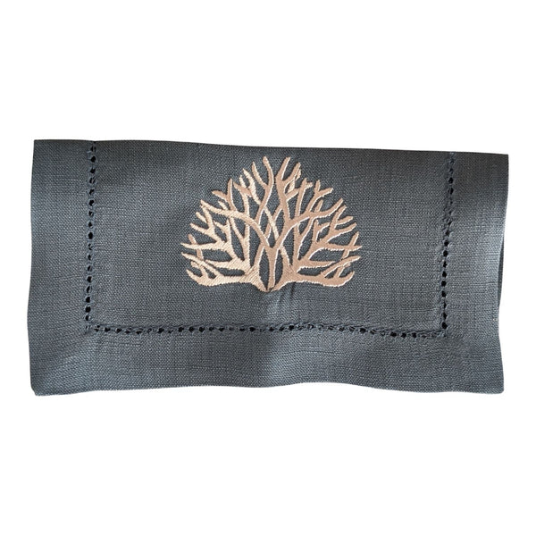 CORAL - Coral Embroidery Cocktail Napkin Set (set of 6)