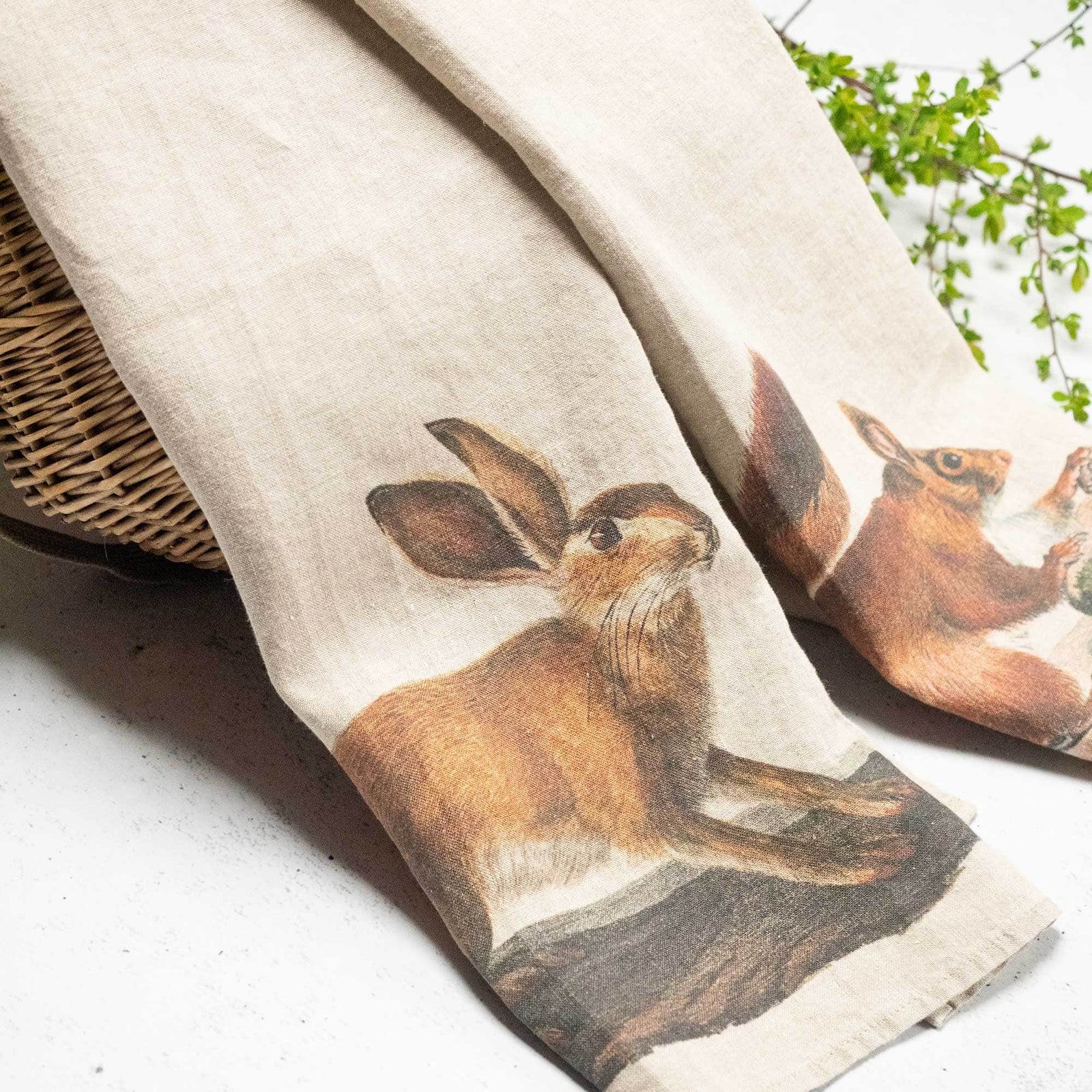 Linen Kitchen Towels SQUIRREL & HARE Set of 2