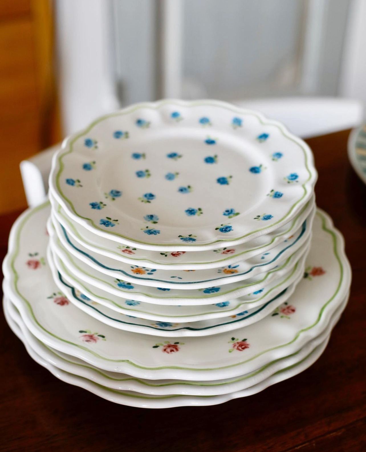 Ceramic Provence Pink Floral Plate Set of Six