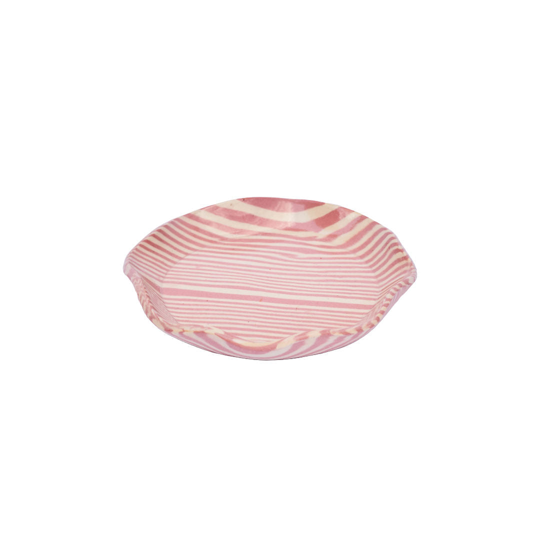 Pink Striped Trinket Dish