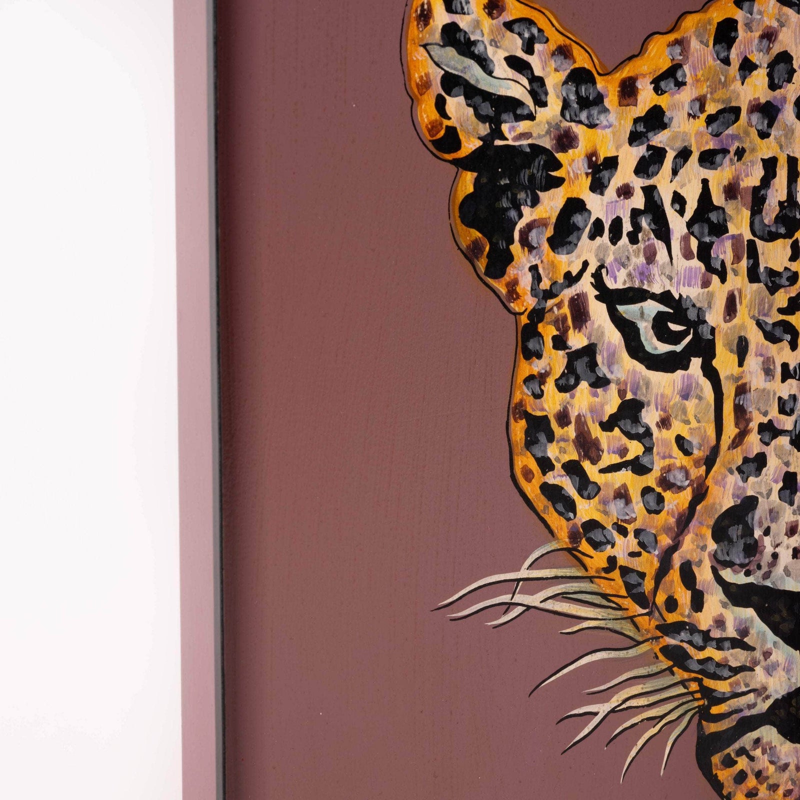 Fauna Hand-Painted Iron Tray - Leopard Left 01