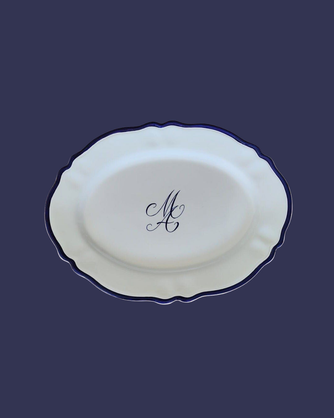 Personalised Ceramic Set of 2 Wedding Engraved Oval Serving Platter