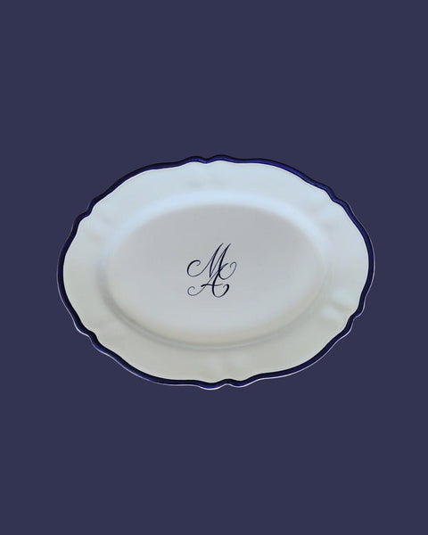 Personalised Ceramic Set of 2 Wedding Engraved Oval Serving Platter