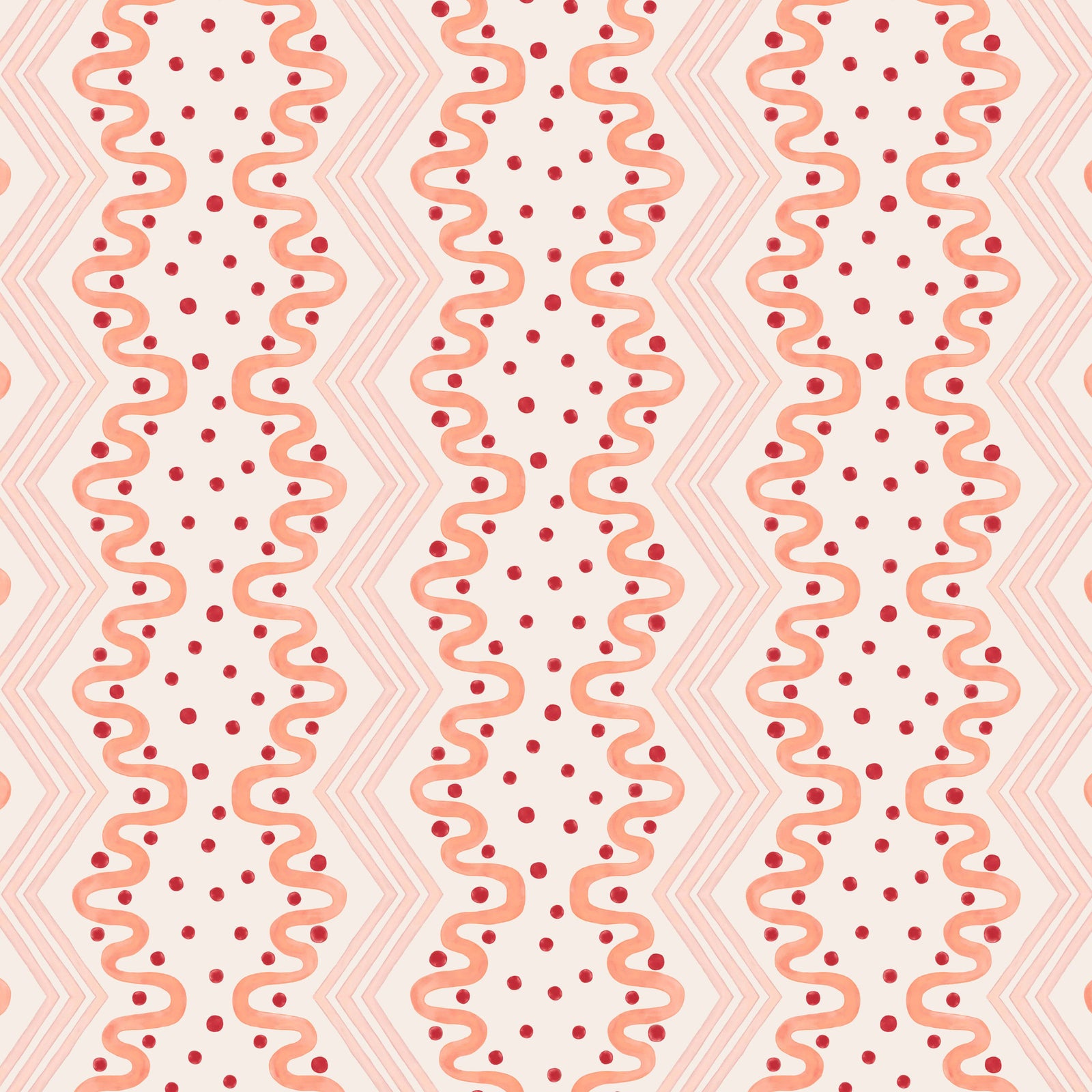 Madame Ziggle Wallpaper - Pink and Coral