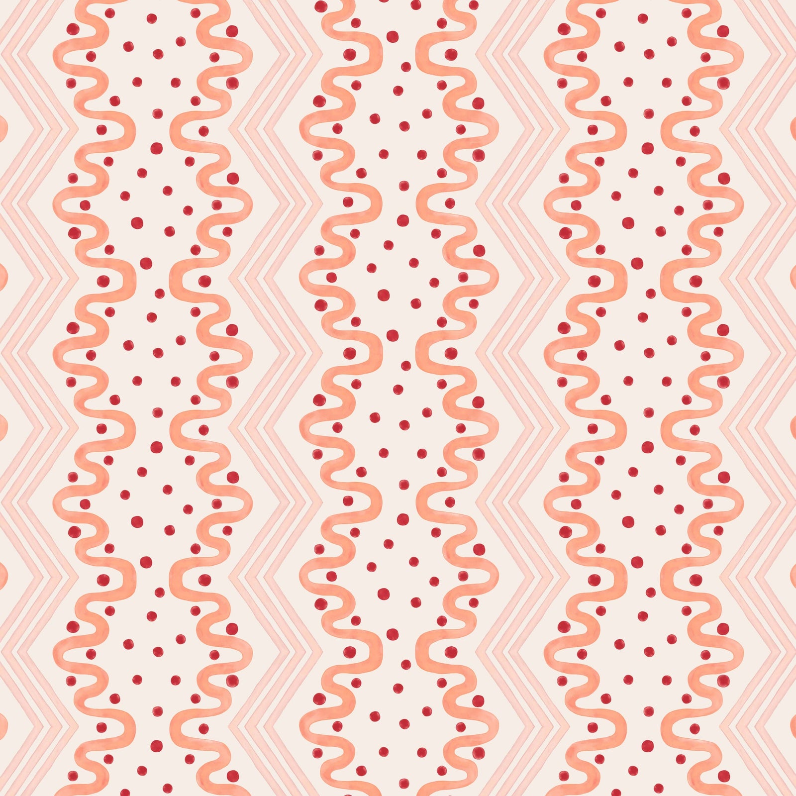 Madame Ziggle Wallpaper - Pink and Coral