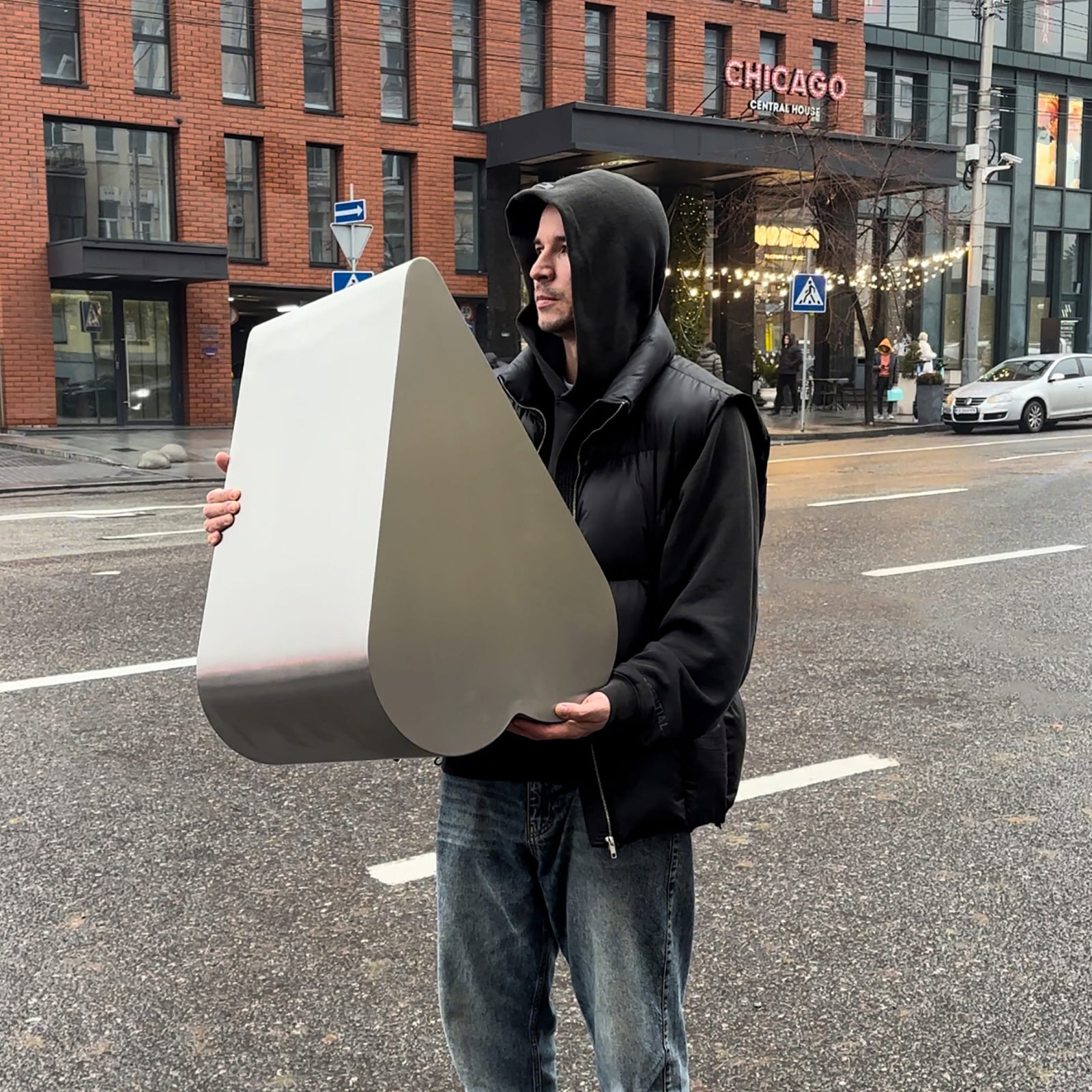 Heart Stainless Steel Brushed Side Table