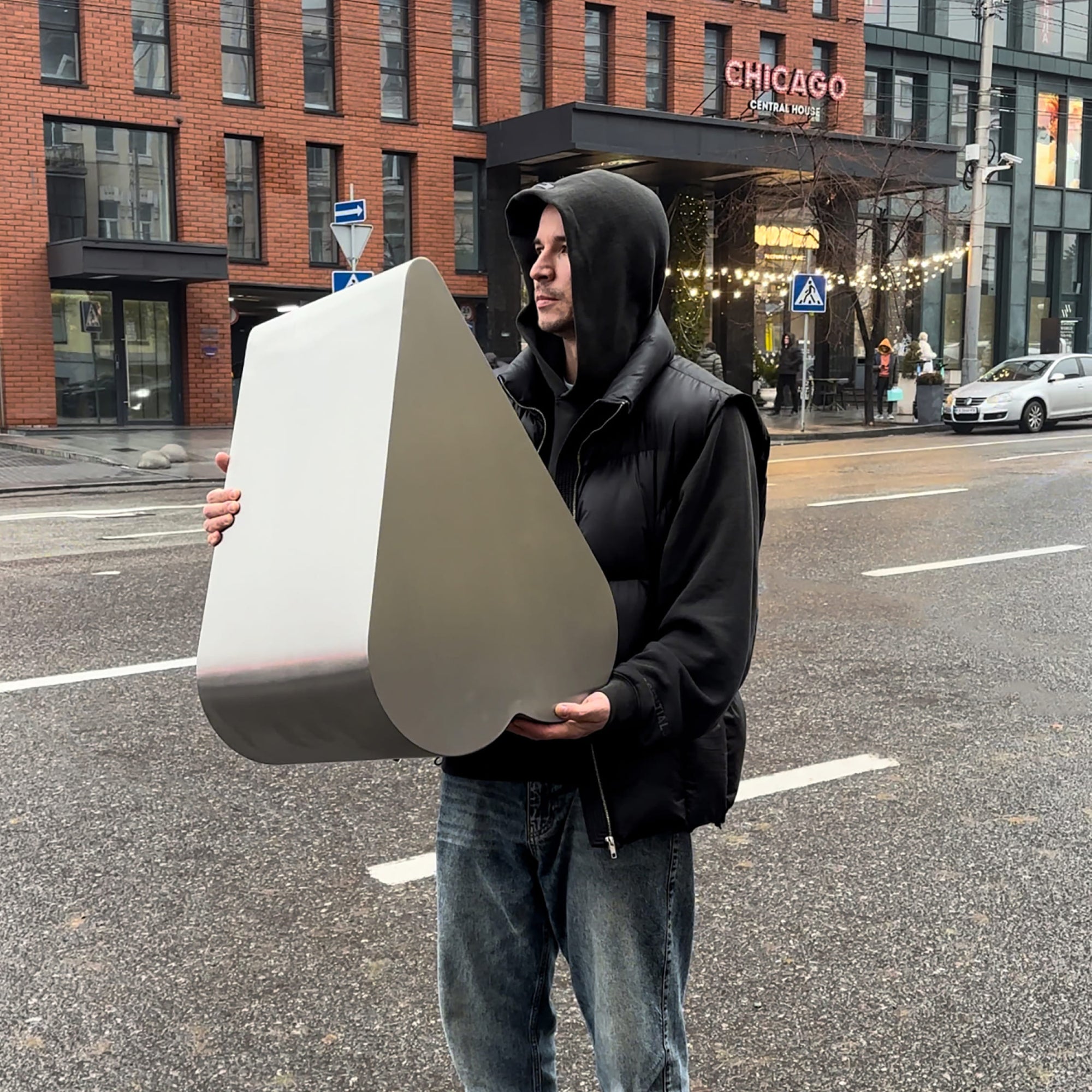 Heart Stainless Steel Brushed Side Table