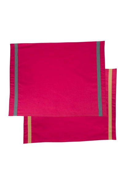 Pink Colour Block Handmade Placemats Set of Two