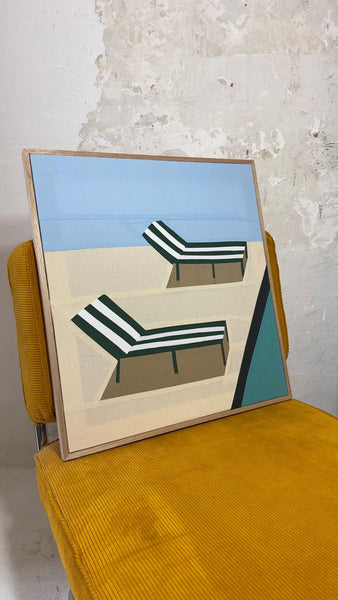 Striped Sun Loungers Original Quilted Artwork