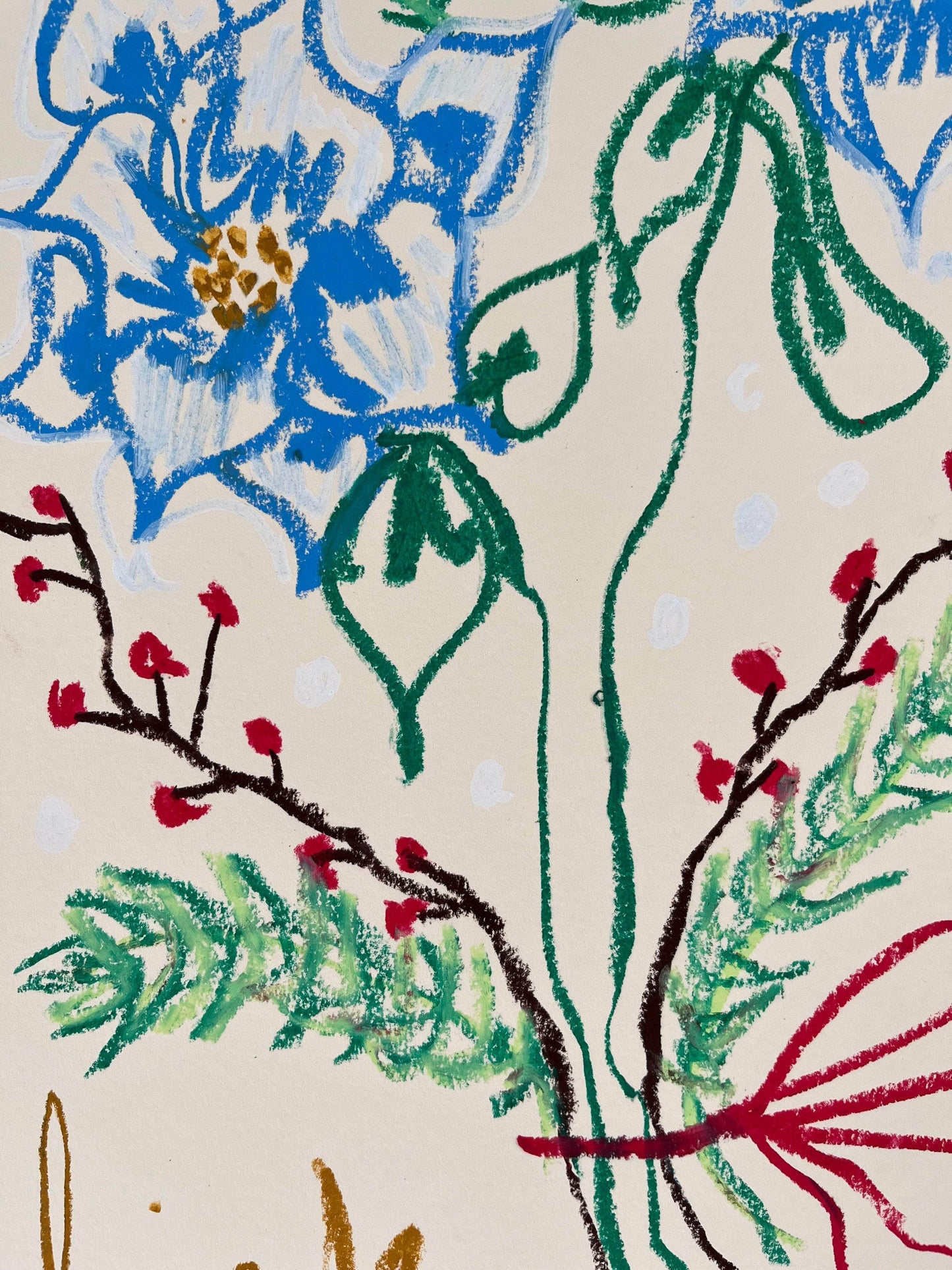 Multi-colored Florals on Natural Background I Original Painting A3