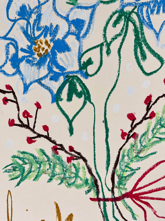 Multi-colored Florals on Natural Background I Original Painting A3