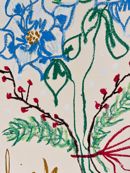 Multi-colored Florals on Natural Background I Original Painting A3