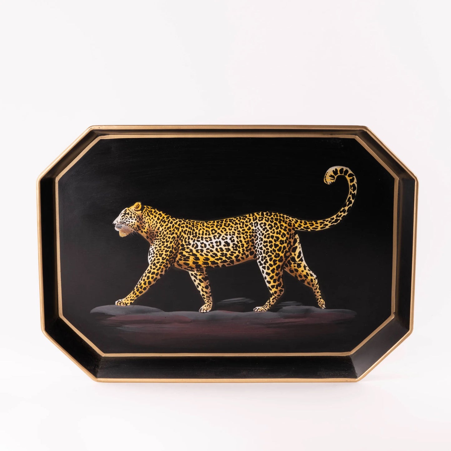 Fauna Hand-Painted Iron Tray - Leopard