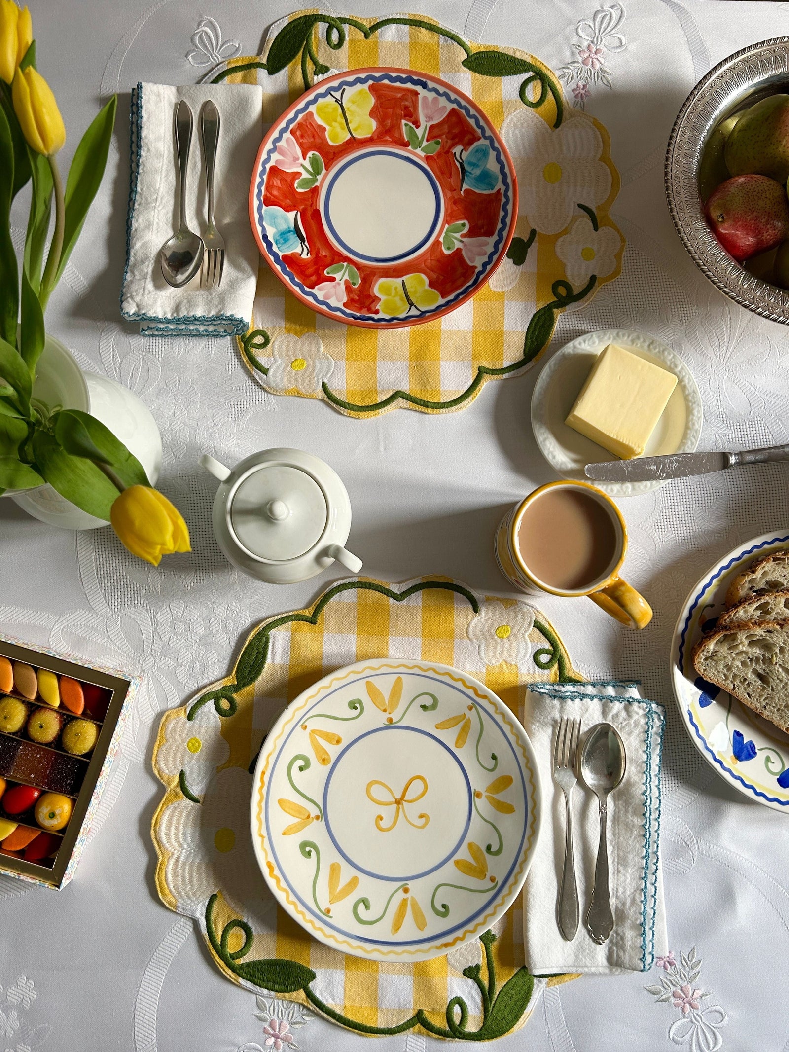 Yellow Ribbon Fleur Dessert Plate