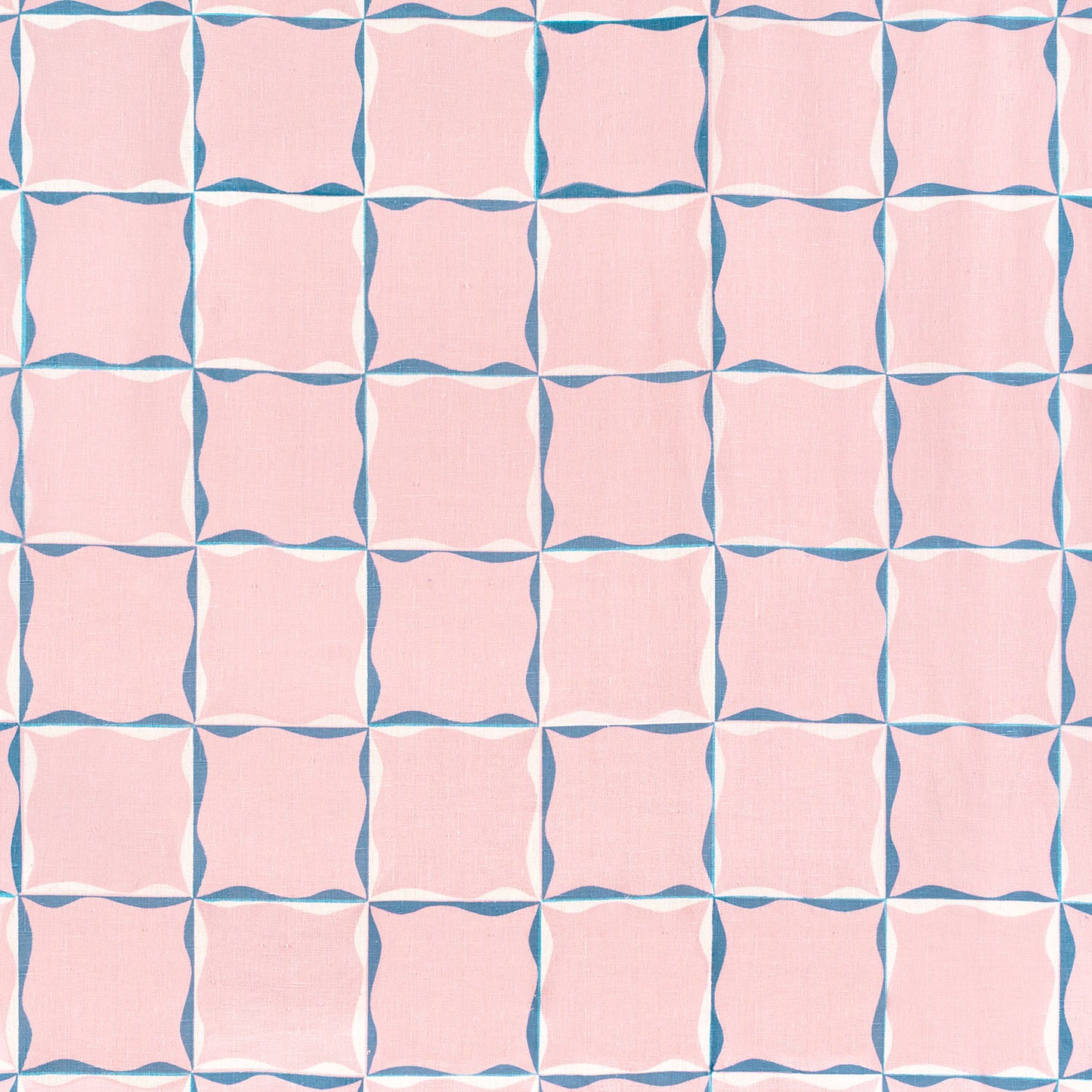 Ribbon Check Fabric (Blue on Dusty Pink)