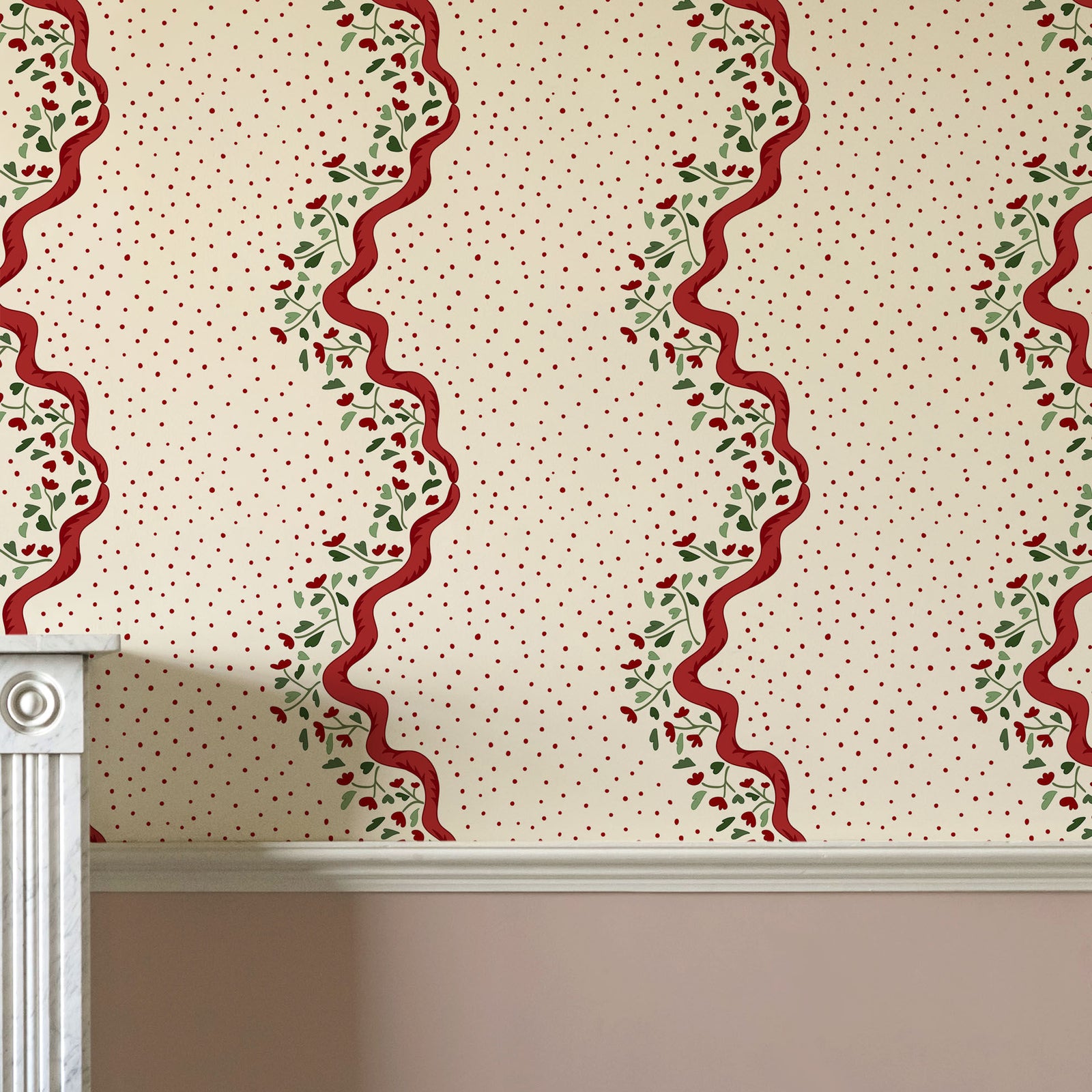 Chintz Caroline Wallpaper - Red