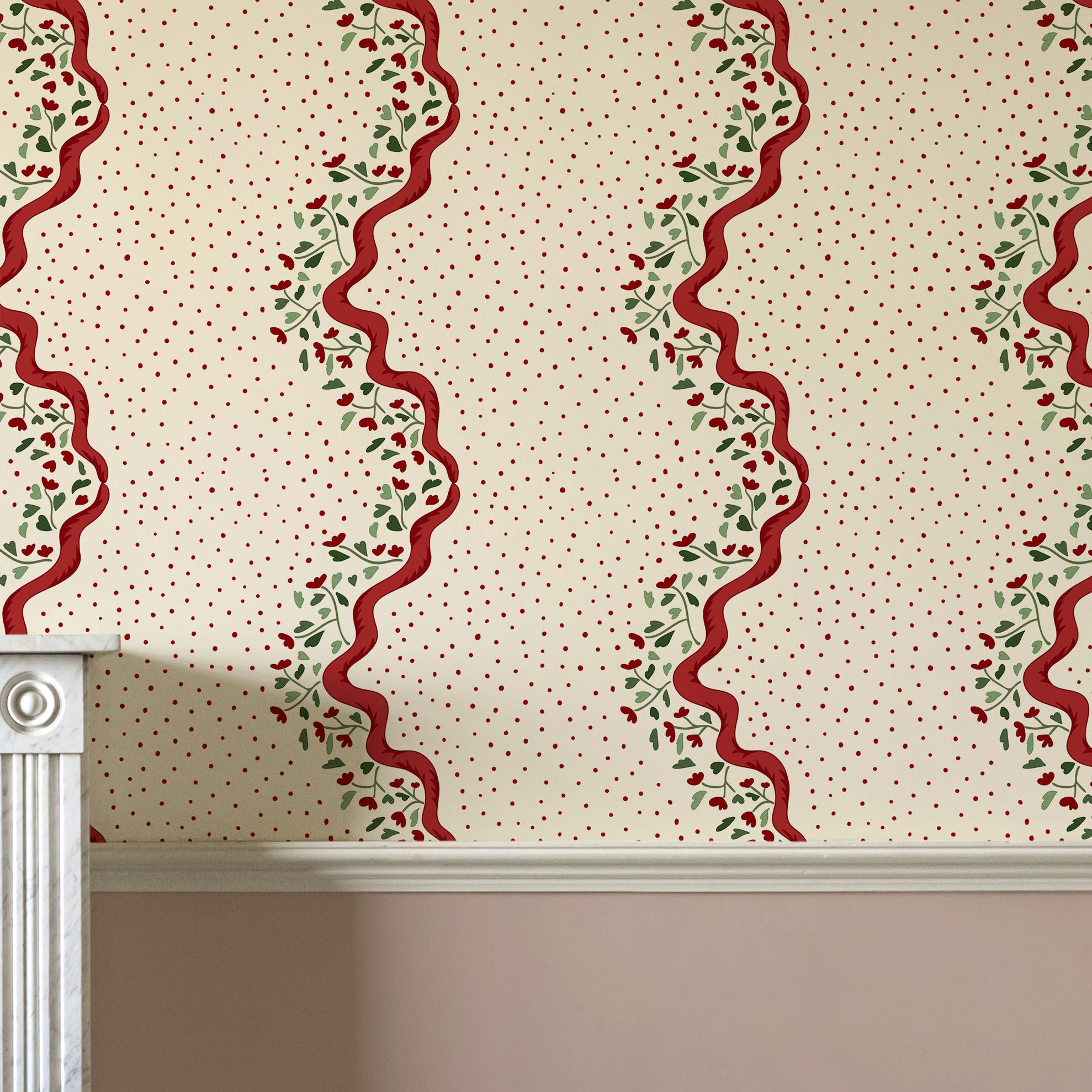 Chintz Caroline Wallpaper - Red