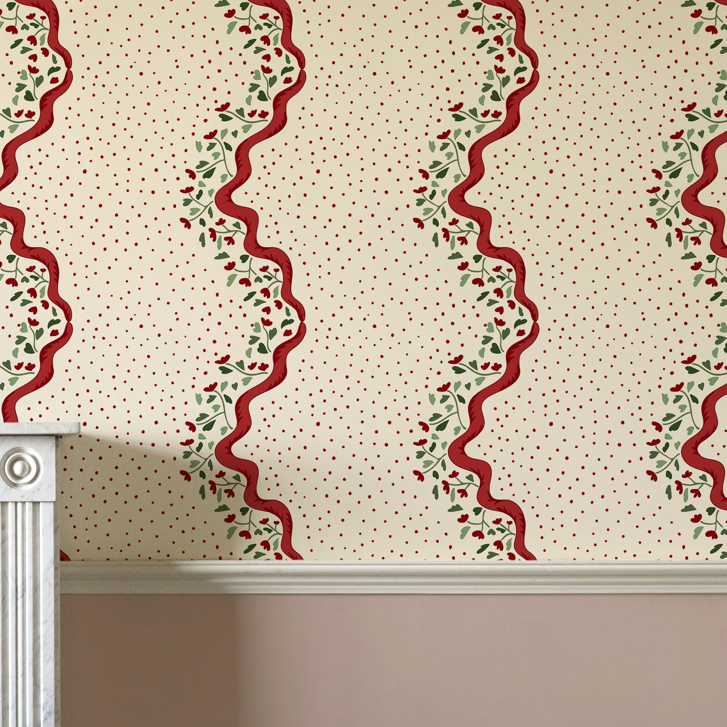 Chintz Caroline Wallpaper - Red