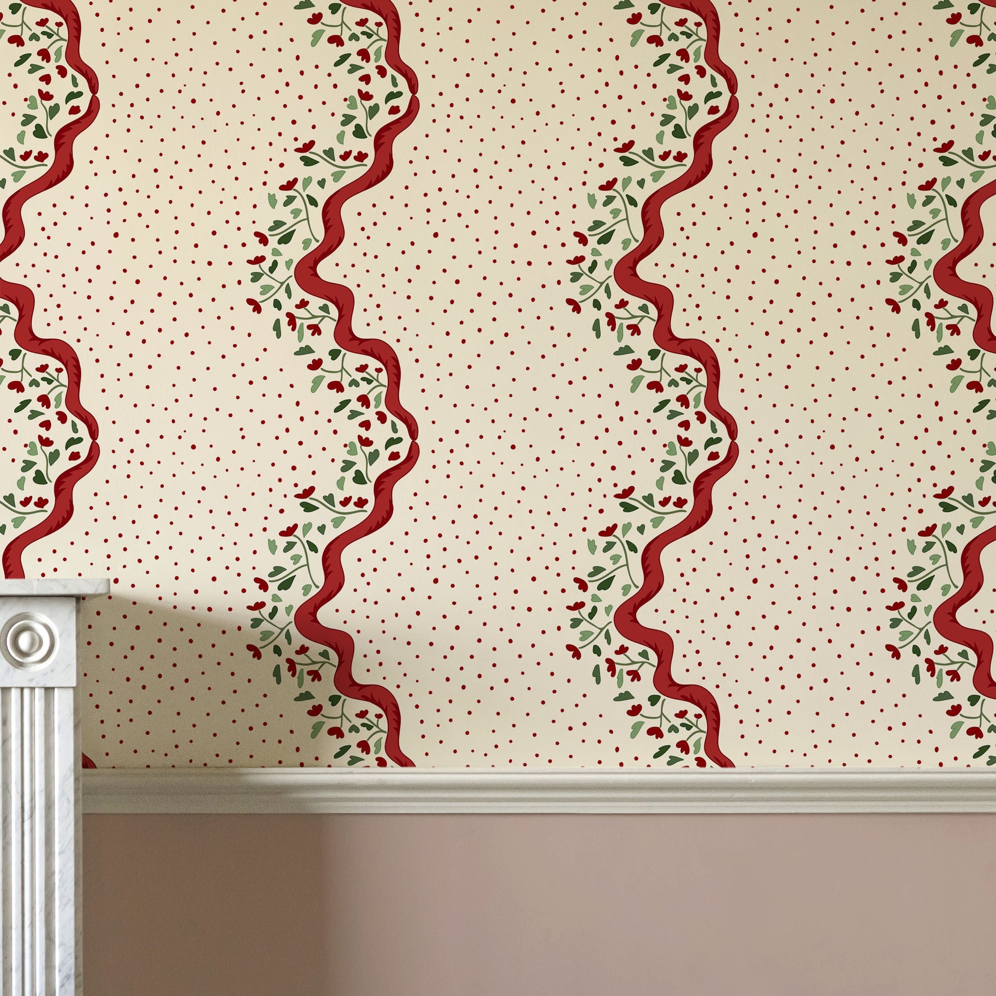 Chintz Caroline Wallpaper - Red