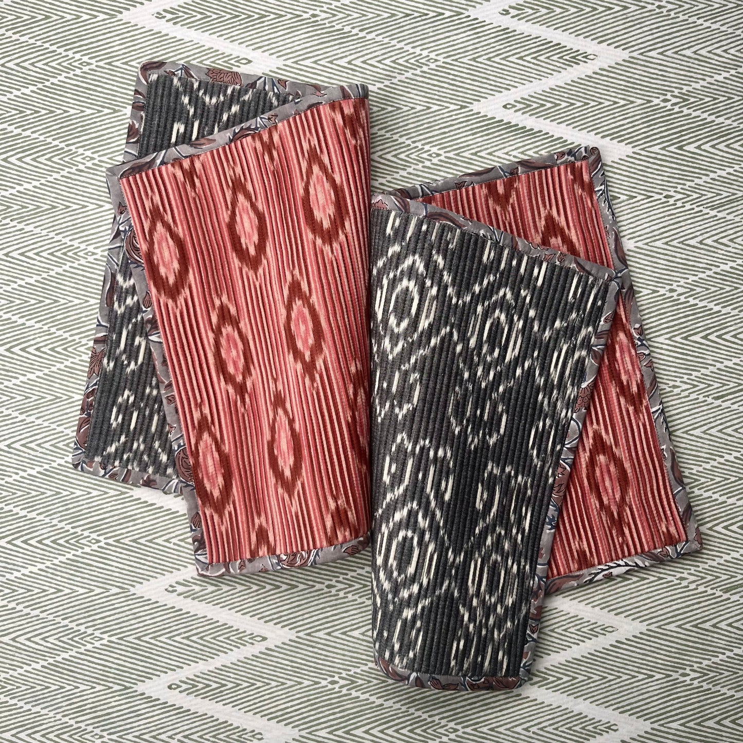 The Breakfast Ikat Placemat - Pinks & Grey